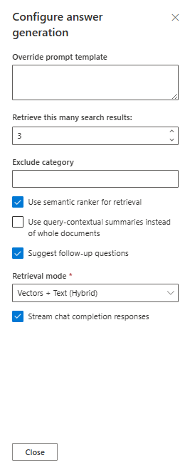 Captura de tela das configurações de desenvolvedor do chat.