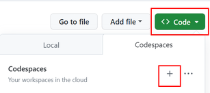 Captura de tela mostrando como criar um codespace a partir do repositório GitHub.