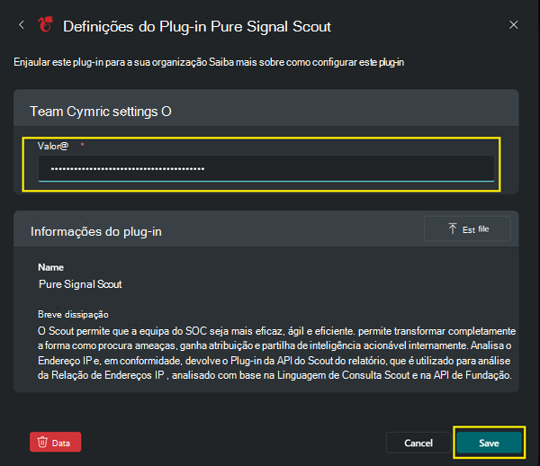 Imagem das configurações do plugin Pure Signal Scout.