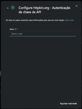 Captura de tela que mostra Definir Chave de API