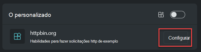 Captura de tela que mostra a opção de configuração