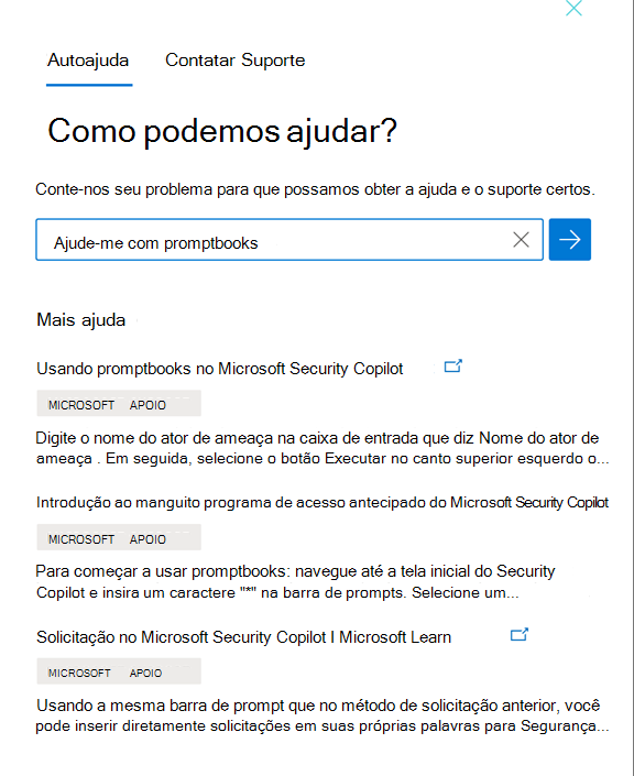 Captura de tela da guia de autoatendimento.