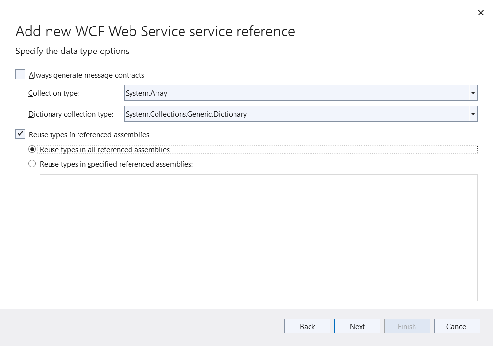 Guia Opções de tipo de dados do Visual Studio para .NET Core