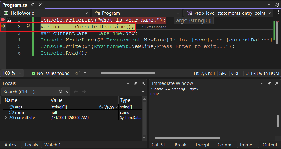 Visual Studio entrar no método – C#