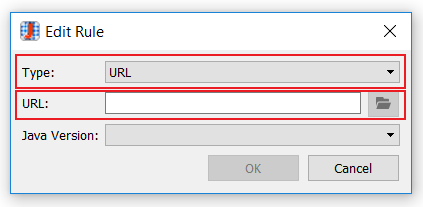 Nova imagem de URL para o Editor de Regras Java
