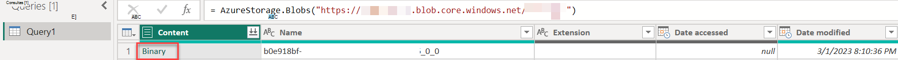 Uma captura de tela que mostra como transformar os dados binários no Power BI.