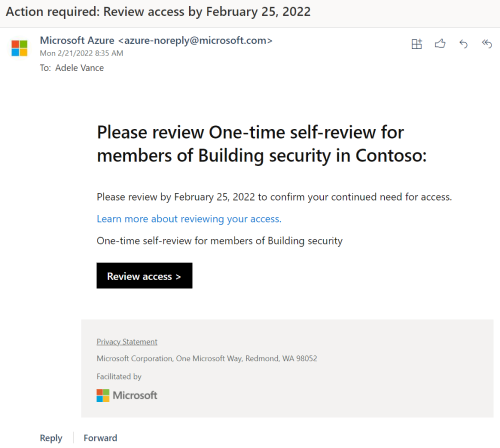 Email de notificação para revisar seu acesso.