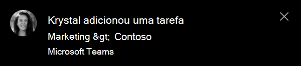 Captura de tela que mostra as notificações do feed de atividades em uma área de trabalho do Windows no Teams.