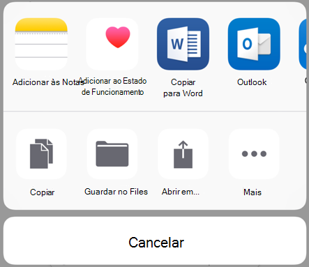 Compartilhamento de dados - IU de compartilhamento antiga do iOS