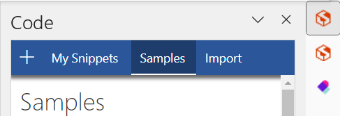 A polegada superior de um painel de tarefas, com três guias quadradas à direita do canto superior direito. Duas das guias têm o ícone do Script Lab. O terceiro tem um ícone para um suplemento diferente.