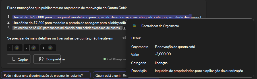 Um Cartão Adaptável renderizando uma transação de débito.