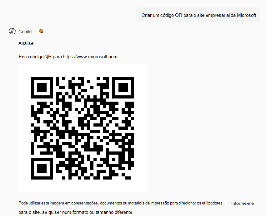 Código QR para Microsoft gerado pelo Copilot
