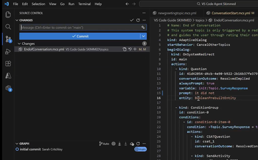 Captura de tela das confirmações do git no Visual Studio.