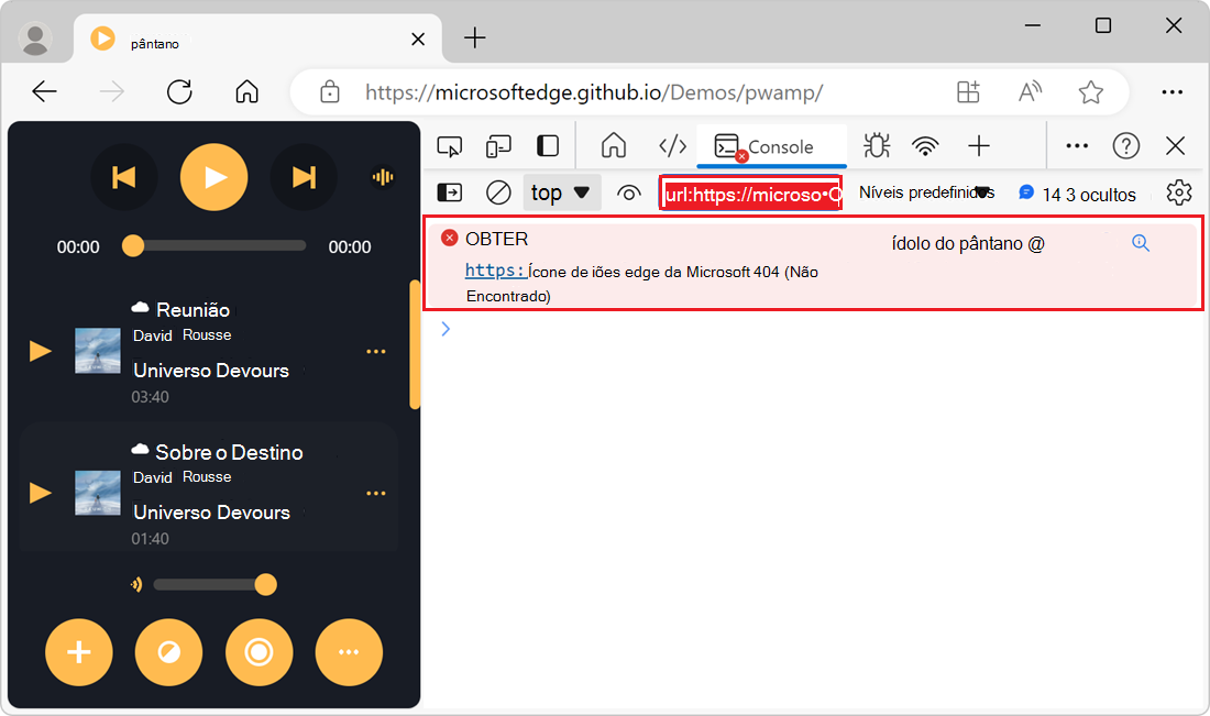 Somente as mensagens da URL do script selecionado são exibidas no Console