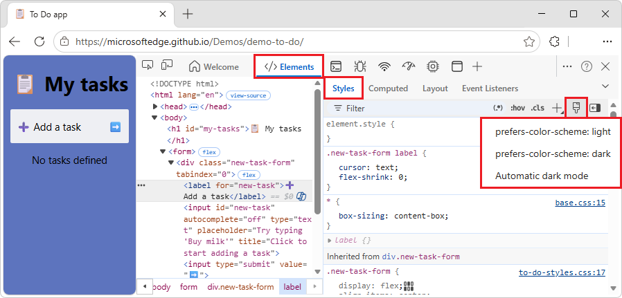 Alternar emulações de renderização comuns