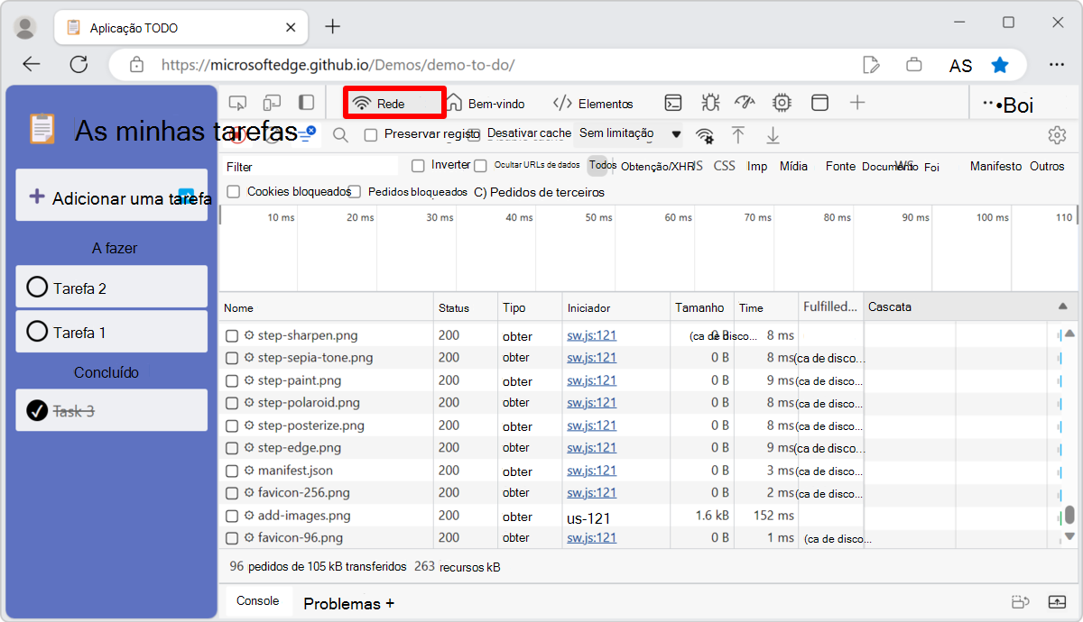 Ordem personalizada do DevTools em uma barra de ferramentas