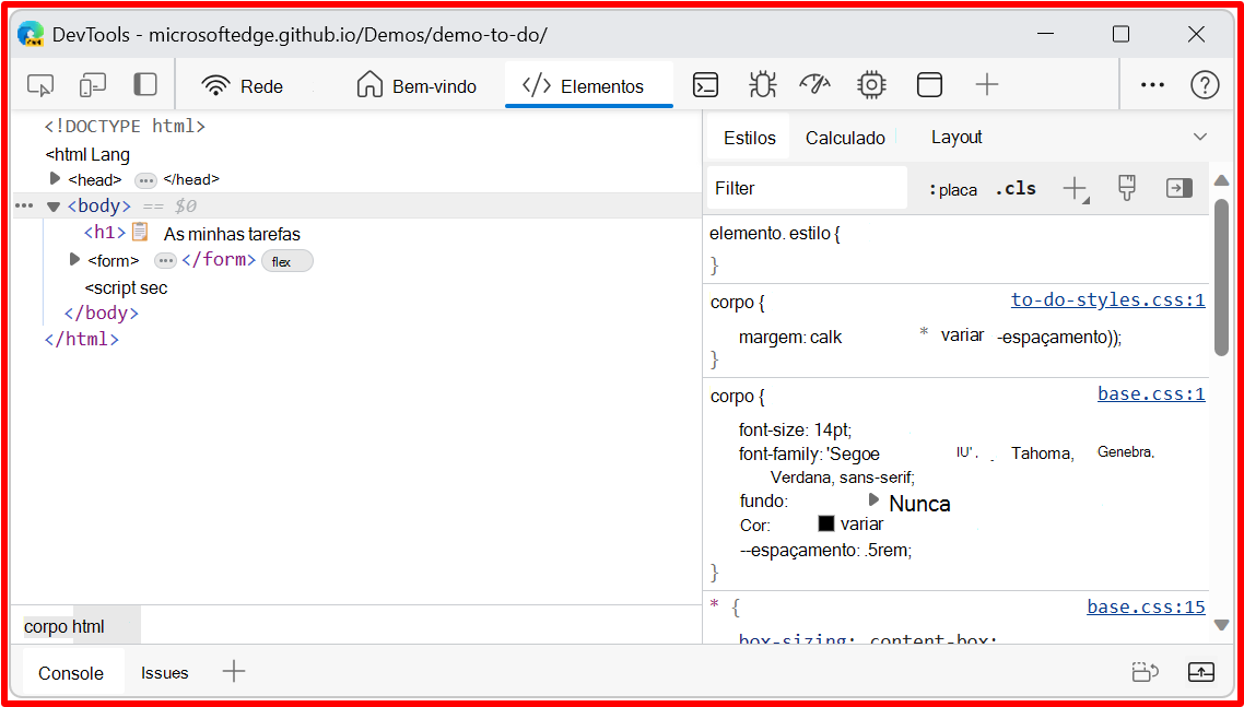 DevTools desencaixado em uma janela separada