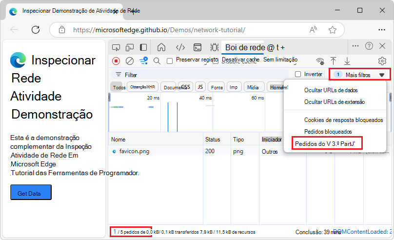 A tabela Solicitações mostra apenas as solicitações de terceiros