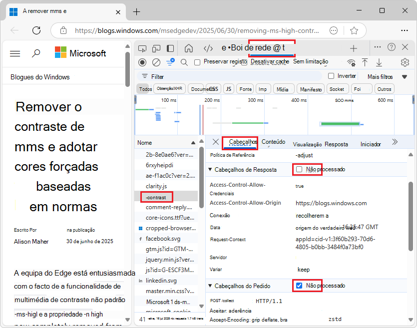 Guia > Cabeçalhos Exibir código-fonte