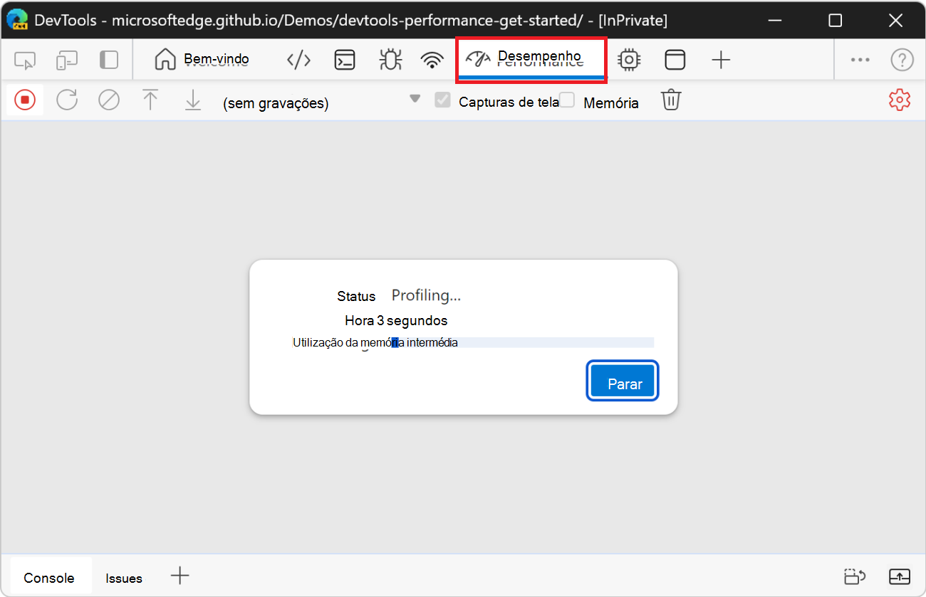 Traçar o perfil da página da Web