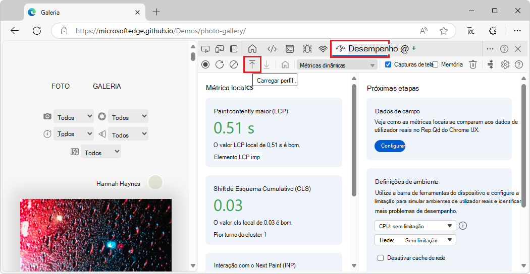 Carregar botão de rastreamento por meio do botão na barra de ações