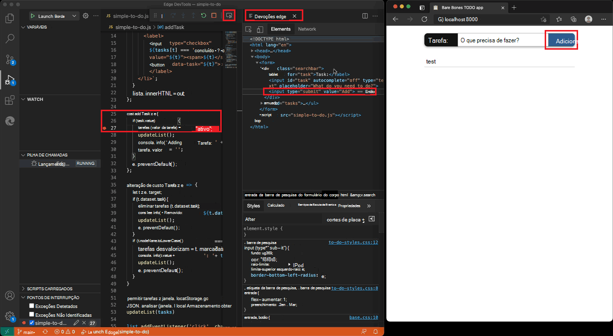 Extensão DevTools integrada ao fluxo de trabalho do Depurador do Visual Studio Code