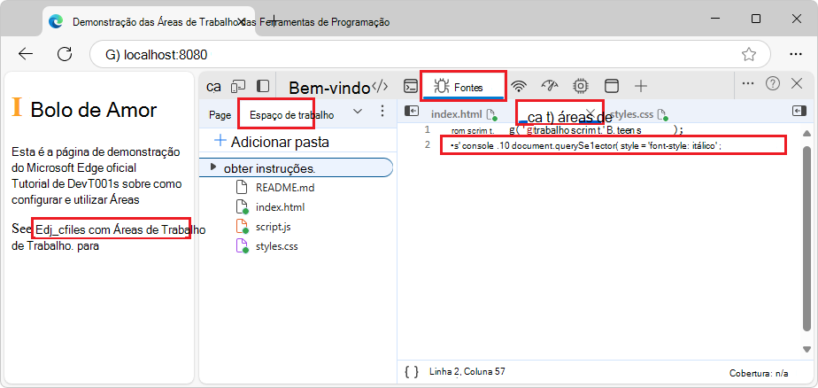 O link na página agora está em itálico