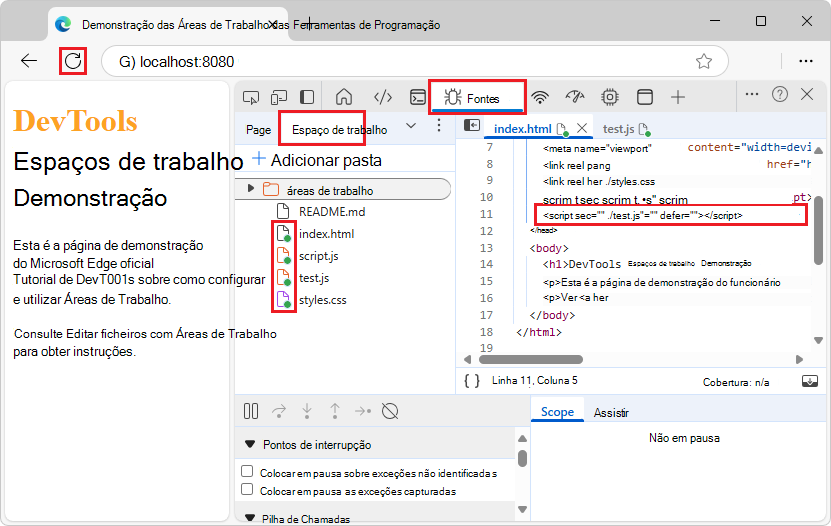 Adicionando uma referência ao arquivo JS no arquivo HTML e pontos verdes 