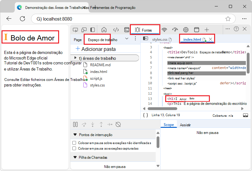 Alterar HTML da ferramenta Fontes