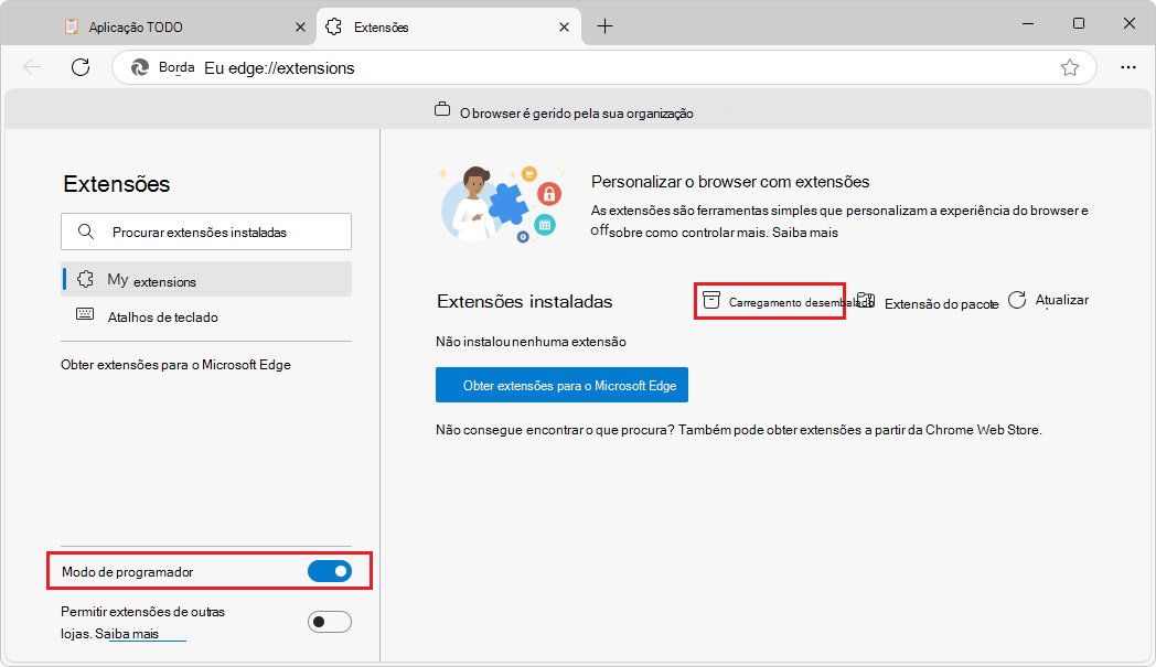 Ativando o modo de desenvolvedor