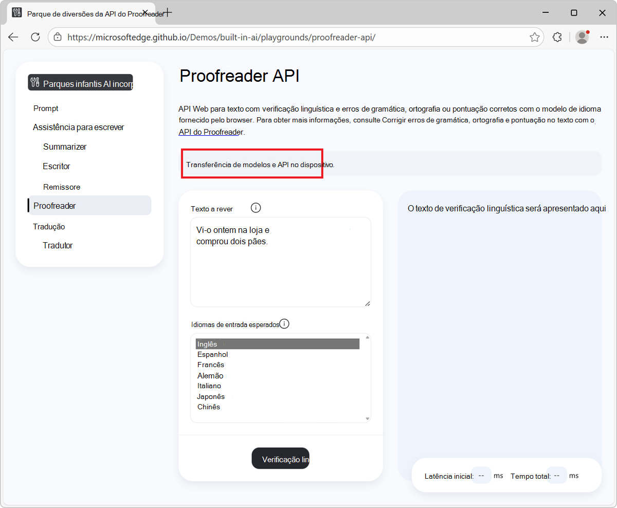 Indicador de status mostrando o progresso do download do modelo