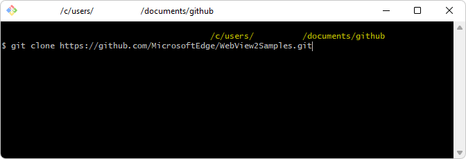 Usar o shell do Git Bash para inserir o comando git clone no diretório de repositório git ou GitHub de destino local desejado