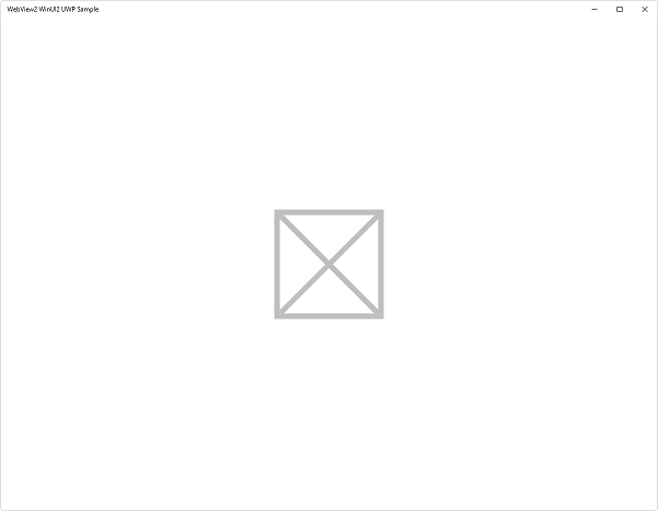O webview2_sample_uwp projeto em execução, com a grade vazia inicial
