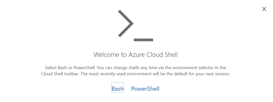 Captura de tela de Azure Cloud Shell prompt.