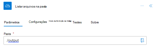 O conector do OneDrive for Business concluído no painel de tarefas de ação.