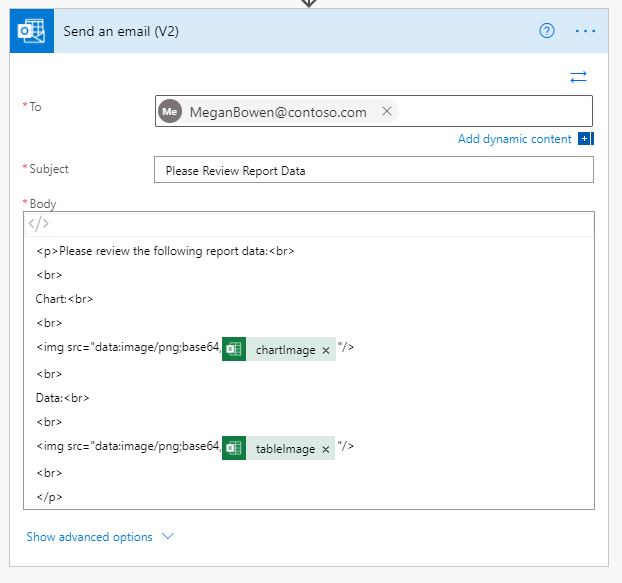 O conector do Outlook do Office 365 concluído no Power Automate.