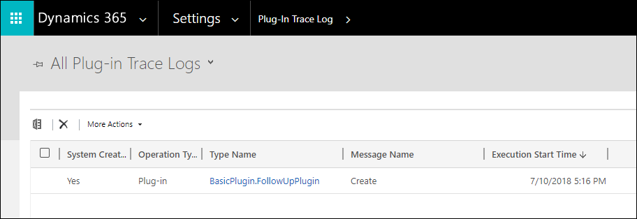 Registro do log de rastreamento do plug-in.