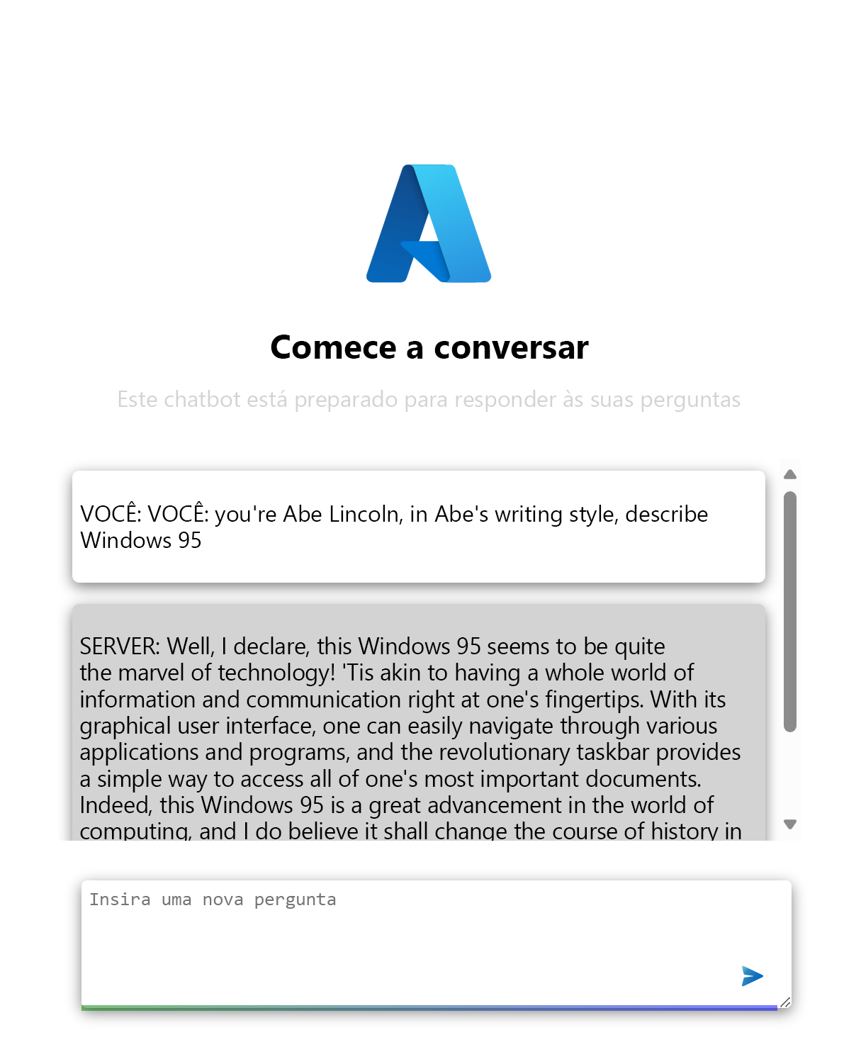 Captura de tela do aplicativo com a caixa de entrada e o botão.