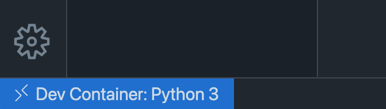 Captura de tela do Indicador remoto com o texto Contêiner de Desenvolvimento Python 3