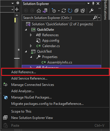 Captura de tela do menu Adicionar Referência.
