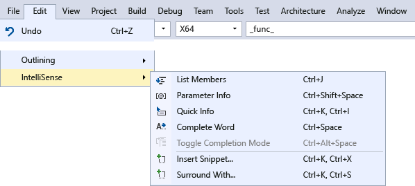 Menu Do IntelliSense