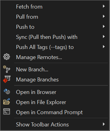 O menu de contexto que aparece depois que você seleciona o controle de botão de reticências na janela Alterações do Git no Visual Studio 2022.