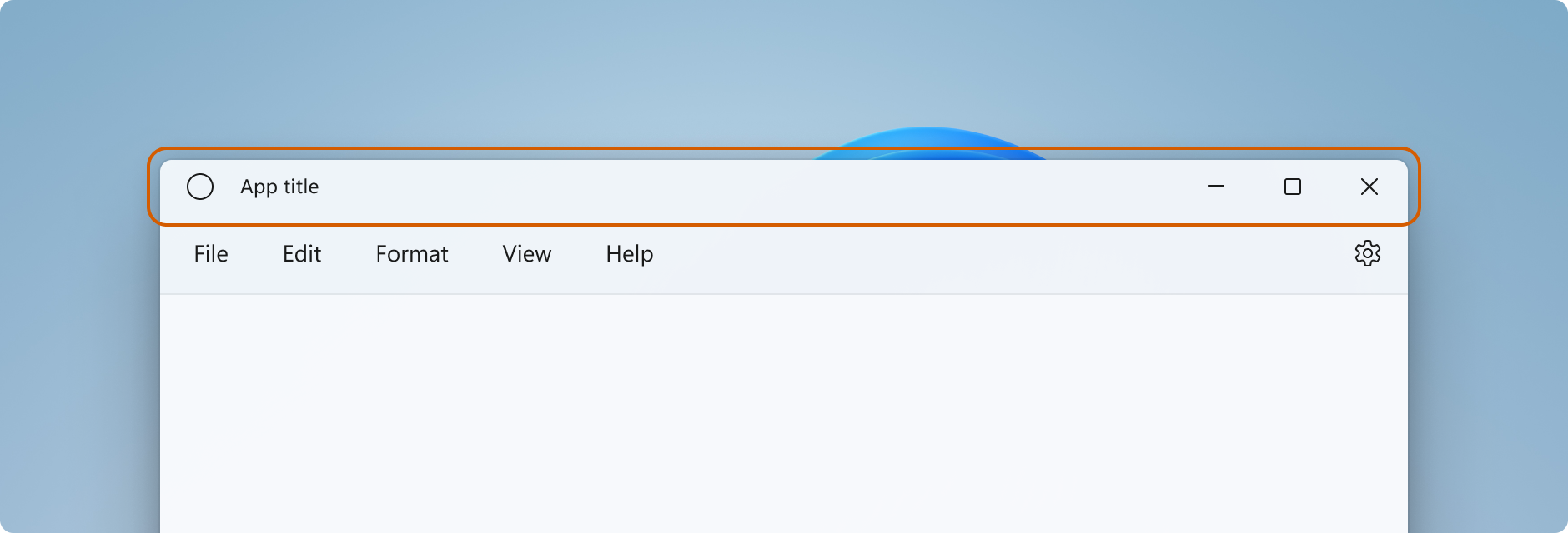 A Windows app mostrando a barra de título