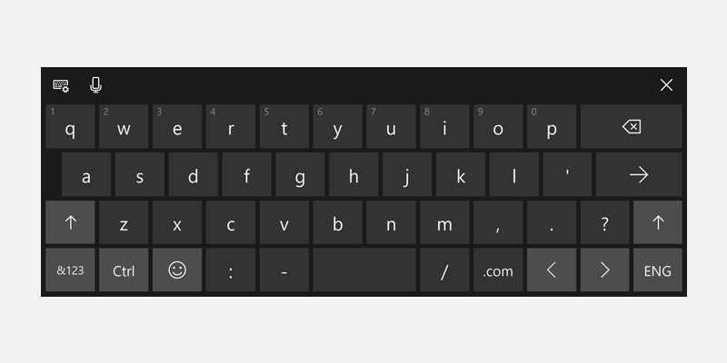 teclado sensível ao toque do Windows para URLs