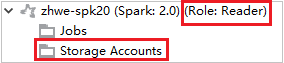 clusters do HDInsight Spark nos clusters de armazenamento do Azure Explorer.