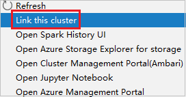Clusters do HDInsight Spark no Azure Explorer link.