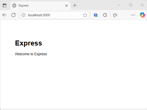 Captura de ecrã de uma aplicação Express a correr num navegador.