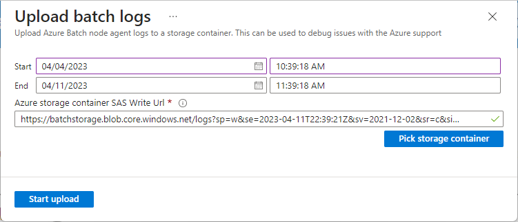 Captura de ecrã da página de upload de logs em lote.