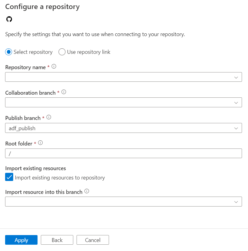 Captura de ecrã das definições do repositório GitHub.