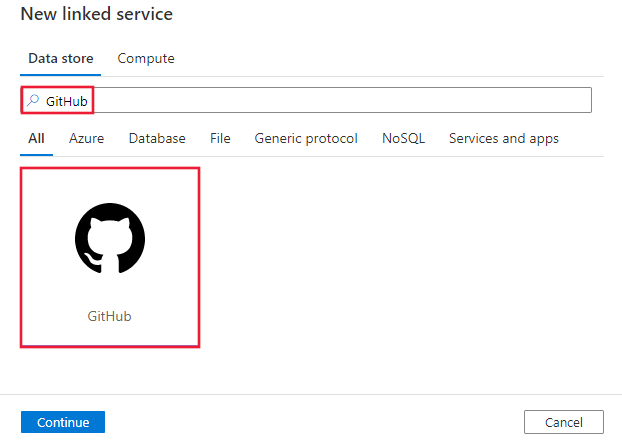 Captura de ecrã do conector GitHub.